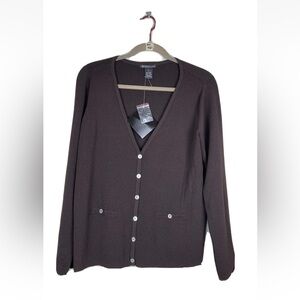 New 89th & Madison Cardigan Sweater Women XL Brown W/Buttons